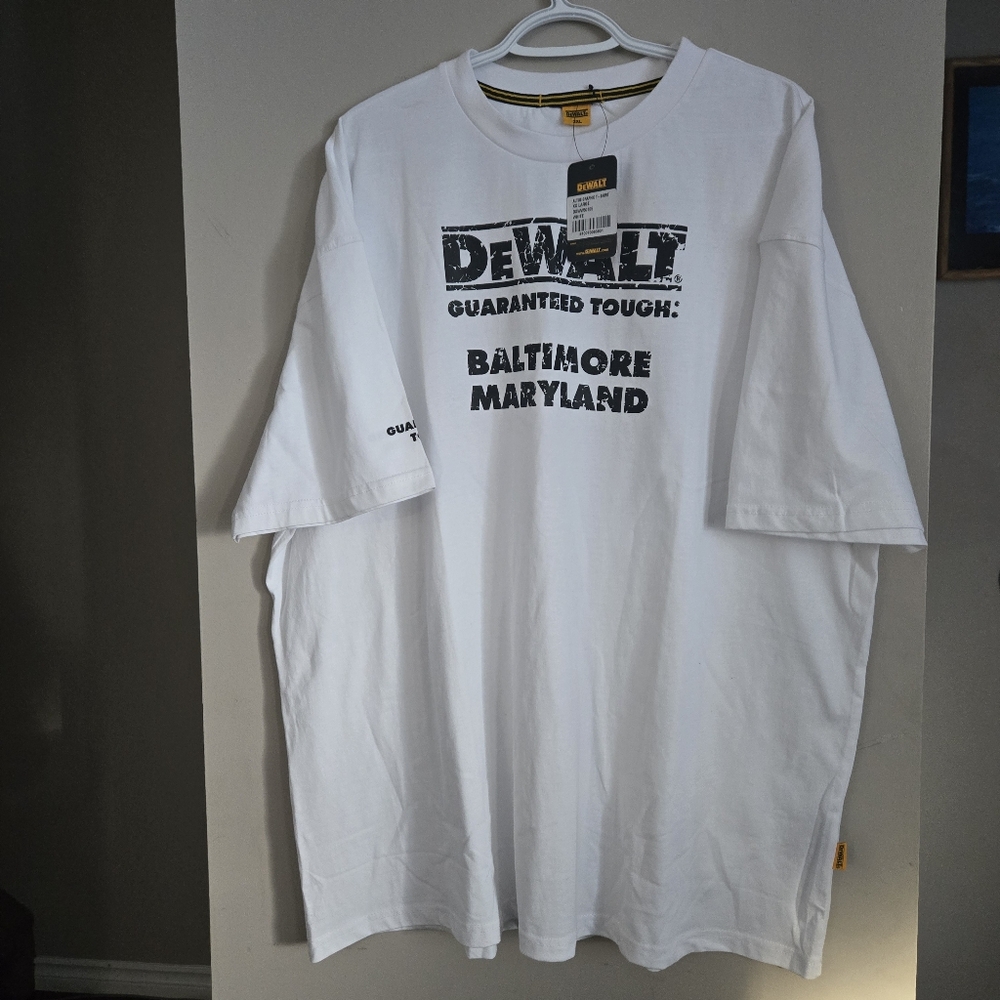 Dewalt Shirt NWT Short Sleeve Mens Top White Work Tool  XXL
